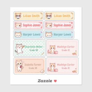 Chibi Kitten Nom personnalisé Étiquettes