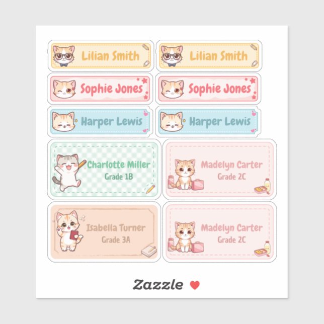Chibi Kitten Nom personnalisé Étiquettes (Feuille)