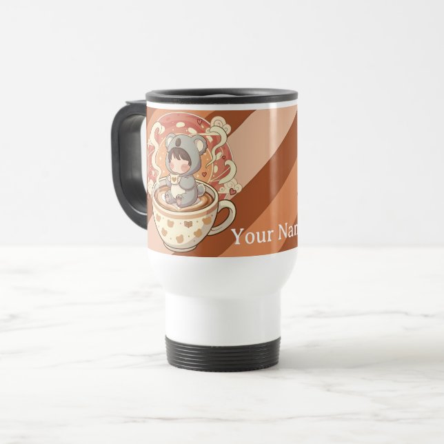 Chibi Koala Adventure Insulated Travel Mug Reisebecher (Vorderseite Links)