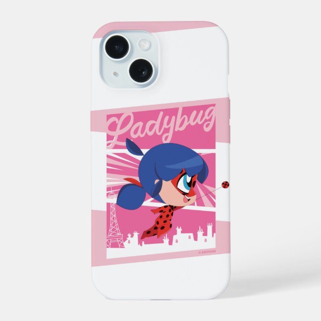 Chibi Ladybug in Paris iPhone 15 Hülle (Rückseite)
