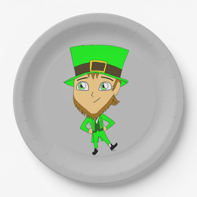 Chibi leprechaun pappteller (Vorderseite)