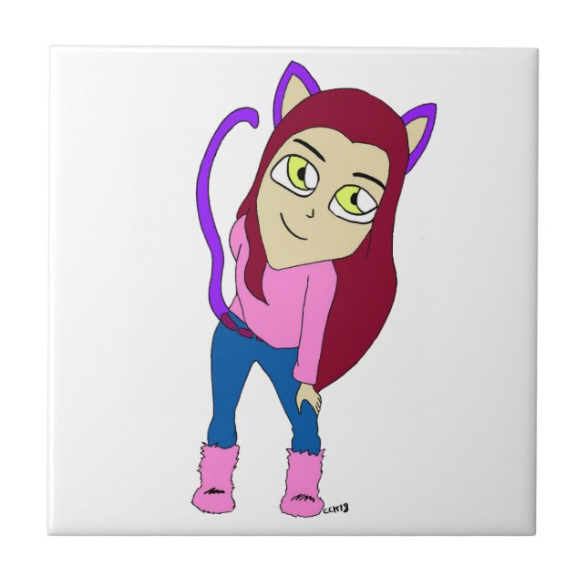 Chibi-Mädchen Fliese (Vorderseite)