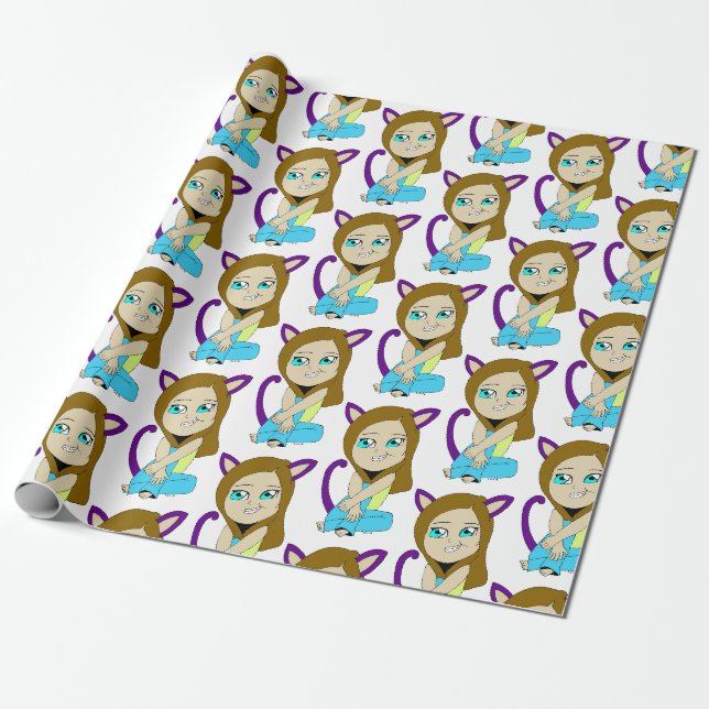 Chibi-Mädchen Geschenkpapier (Ungerollt)