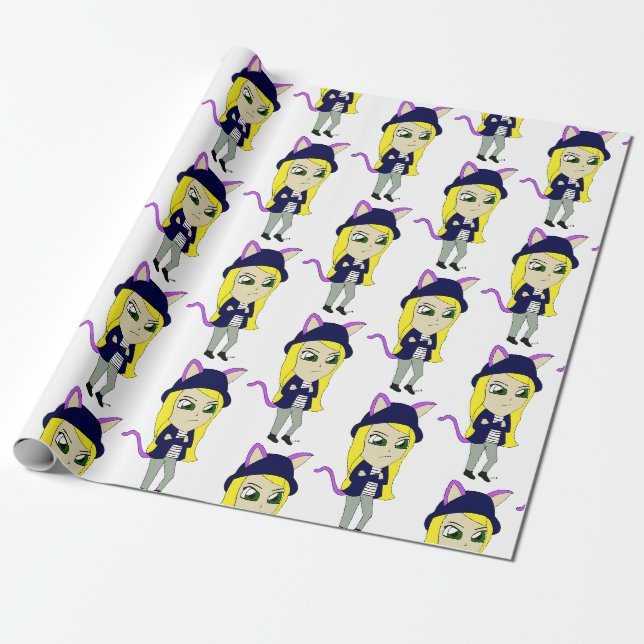 Chibi-Mädchen Geschenkpapier (Ungerollt)