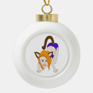 Chibi-Mädchen Keramik Kugel-Ornament