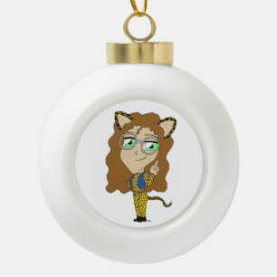 Chibi-Mädchen Keramik Kugel-Ornament