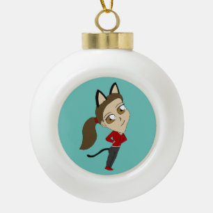 Chibi-Mädchen Keramik Kugel-Ornament