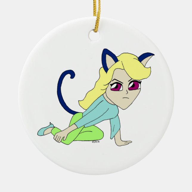 Chibi-Mädchen Keramik Ornament (Vorne)
