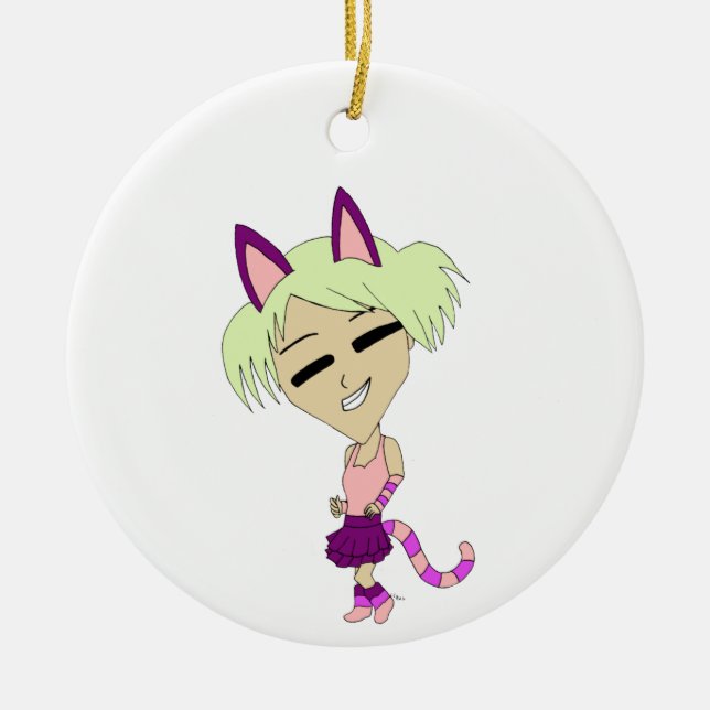 Chibi-Mädchen Keramik Ornament (Vorne)
