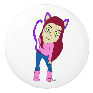 Chibi-Mädchen Keramikknauf