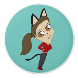 Chibi-Mädchen Keramikknauf