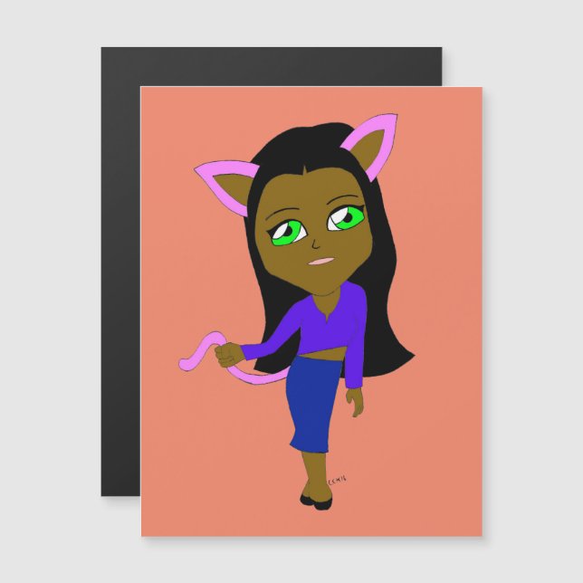Chibi-Mädchen Magnetkarte (Vorne/Hinten)
