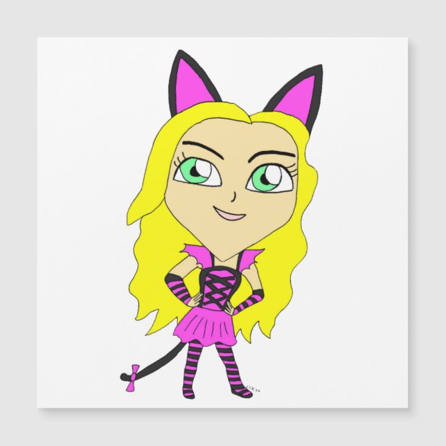 Chibi-Mädchen Magnetkarte (Vorderseite)