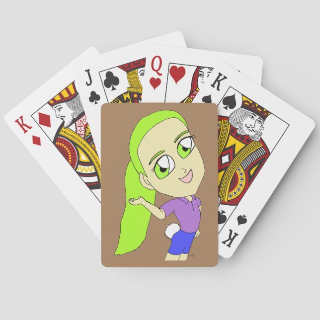 Chibi-Mädchen mit einem Hasenschwanz    Spielkarten (Rückseite)