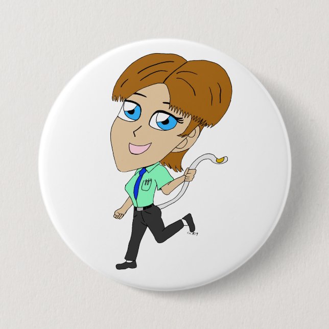 Chibi-Mädchen mit Schwanz Button (Vorderseite)
