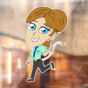 Chibi-Mädchen mit Schwanz Fensteraufkleber