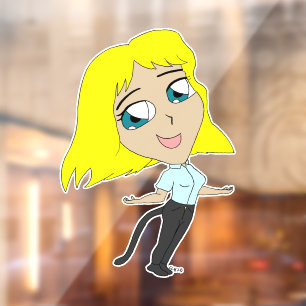 Chibi-Mädchen mit Schwanz Fensteraufkleber