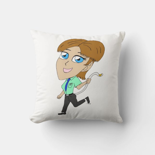 Chibi-Mädchen mit Schwanz Kissen (Vorderseite)