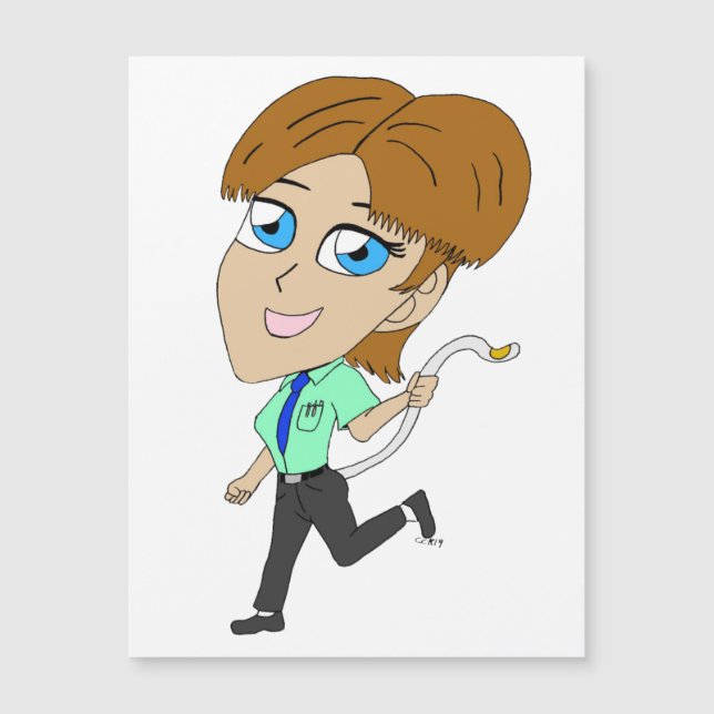 Chibi-Mädchen mit Schwanz-Magnet Magnetkarte (Vorderseite)