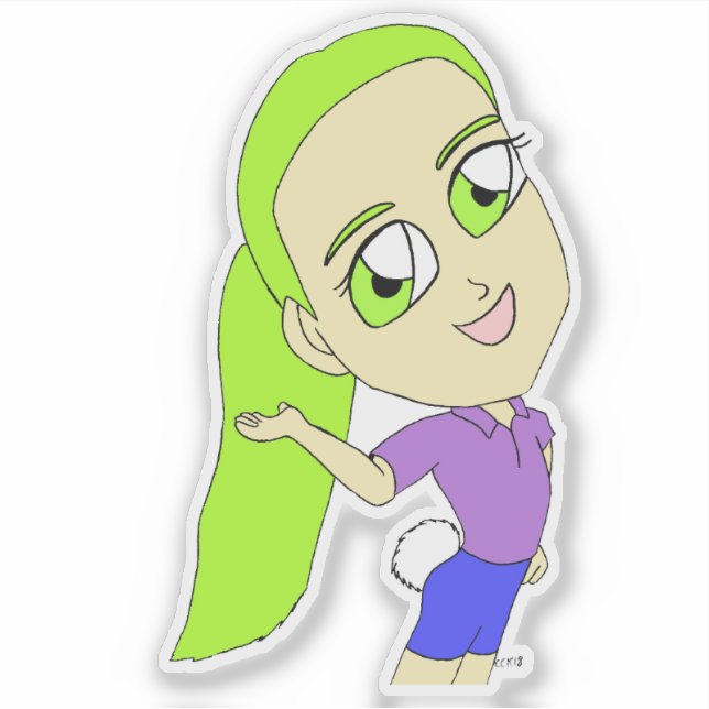 Chibi-Mädchen mit sonnigen Schwänzen Aufkleber (Vorderseite)