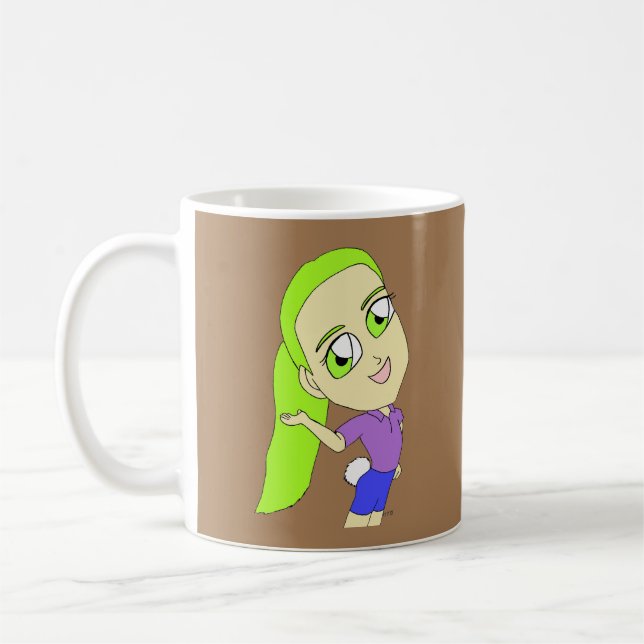 Chibi-Mädchen mit sonnigen Schwänzen Kaffeetasse (Links)