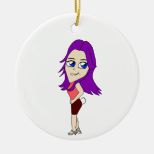 Chibi-Mädchen mit sonnigen Schwänzen Keramik Ornament