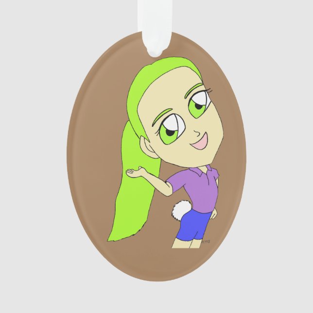Chibi-Mädchen mit sonnigen Schwänzen Ornament (Vorderseite)
