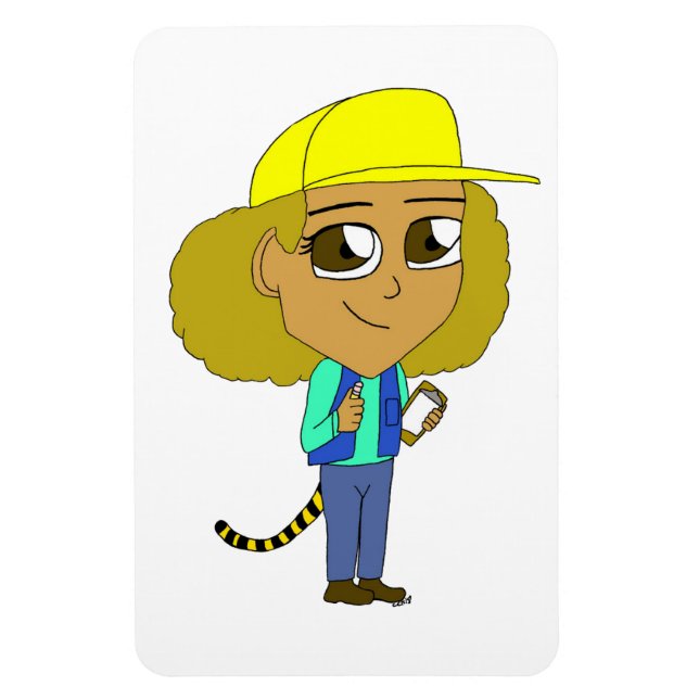 Chibi-Mädchen mit Tiger-Schwanz Magnet (Vertikal)