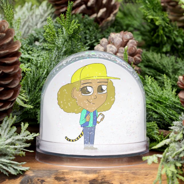 Chibi-Mädchen mit Tiger-Schwanz Schneekugeln (Winter)