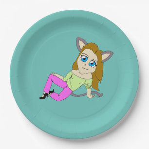 Chibi-Mädchen Pappteller