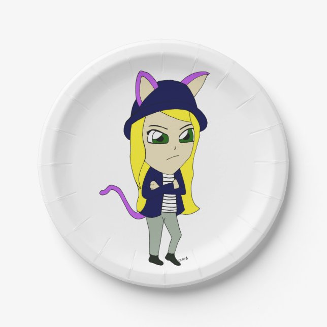 Chibi-Mädchen Pappteller (Vorderseite)