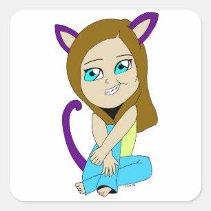Chibi-Mädchen Quadratischer Aufkleber