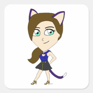 Chibi-Mädchen Quadratischer Aufkleber