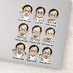 Chibi Me mit positiven Botschaften Vinyl Aufkleber