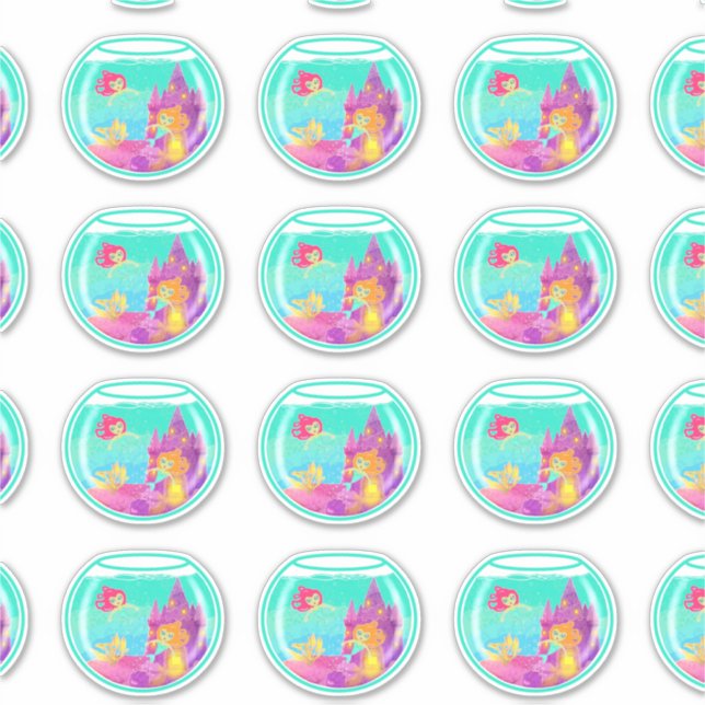 Chibi Mermaids (Blatt) Konturaufkleber Aufkleber (Vorderseite)