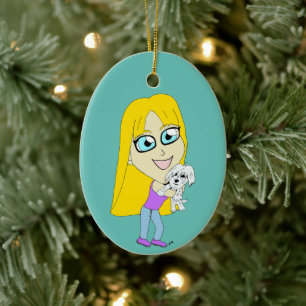 Chibi mit einem Jungtier Keramik Ornament
