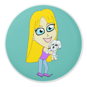 Chibi mit einem Jungtier Keramikknauf