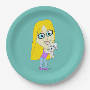 Chibi mit einem Jungtier Pappteller