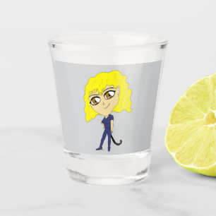 Chibi mit einer Katze wie Schwanz Schnapsglas
