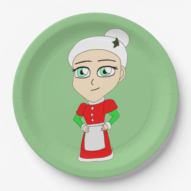 chibi mrs claus pappteller (Vorderseite)