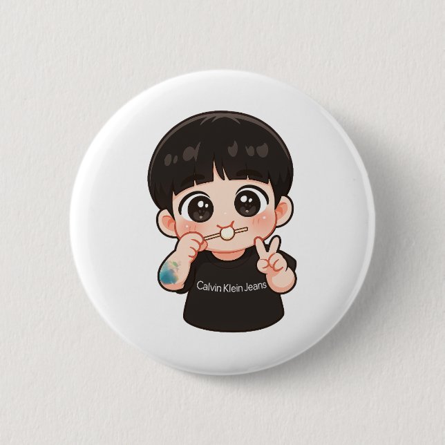 Chibi Music Pin – Golden Era Inspired Badge Button (Vorderseite)