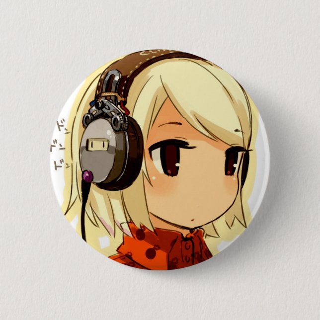 Chibi Musik-runder Knopf Button (Vorderseite)