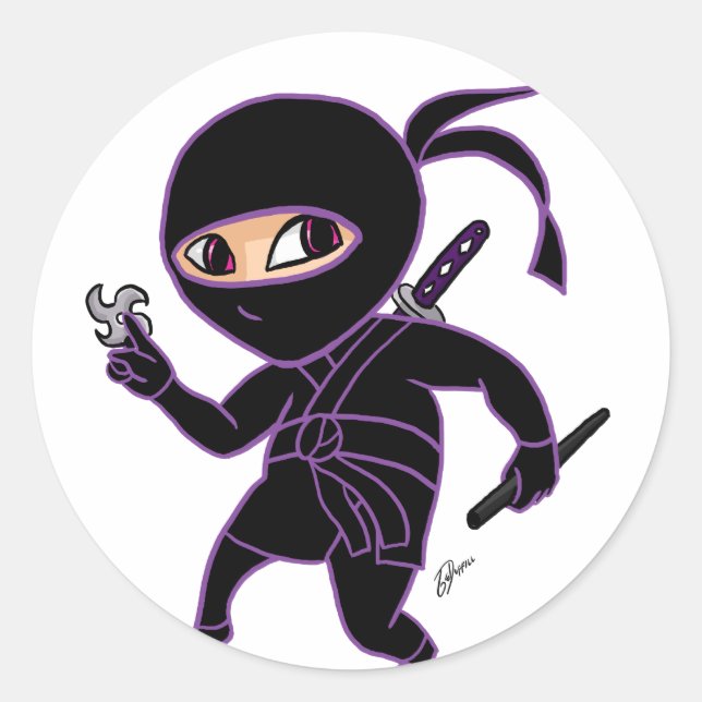 Chibi Ninja Runder Aufkleber (Vorderseite)
