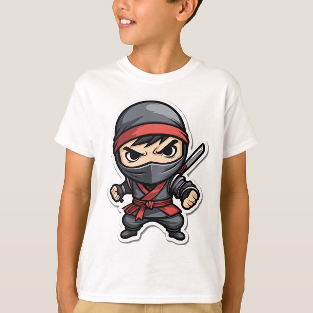 Chibi Ninja Warrior Cartoon - Kampfkünste von Fier T-Shirt (Vorderseite)
