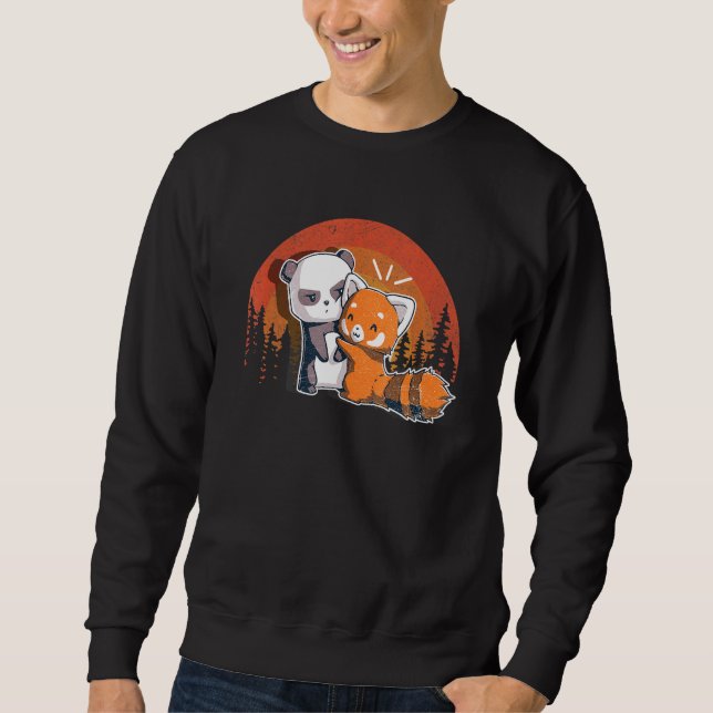 Chibi Panda Bear Hugs Red Panda - Kinder Sweatshirt (Vorderseite)