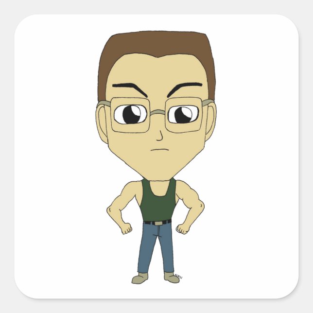 Chibi Quadratischer Aufkleber (Vorderseite)
