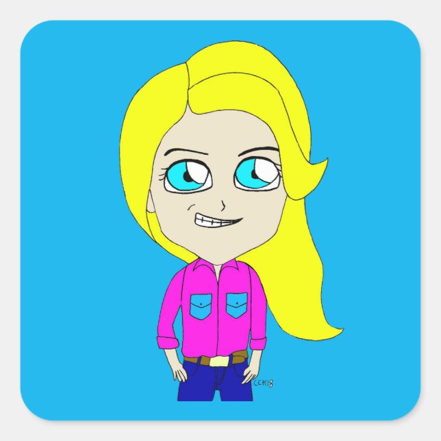 Chibi Quadratischer Aufkleber (Vorderseite)