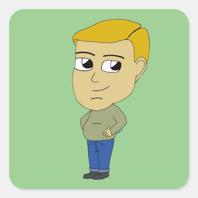 Chibi Quadratischer Aufkleber (Vorderseite)