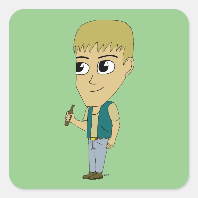 Chibi Quadratischer Aufkleber (Vorderseite)