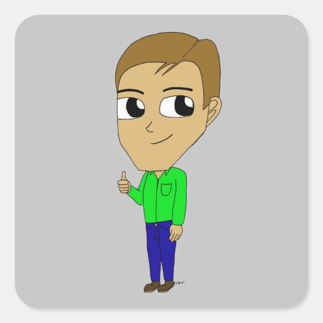 Chibi Quadratischer Aufkleber (Vorderseite)